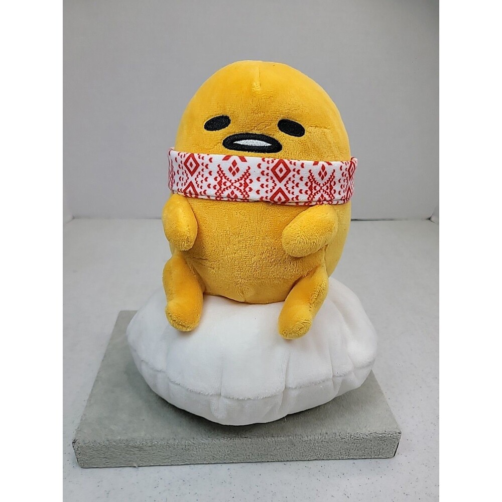 Sanrio Gudetama Plush The Lazy Egg w Christmas Holiday Scarf Stuffed Animal 9"